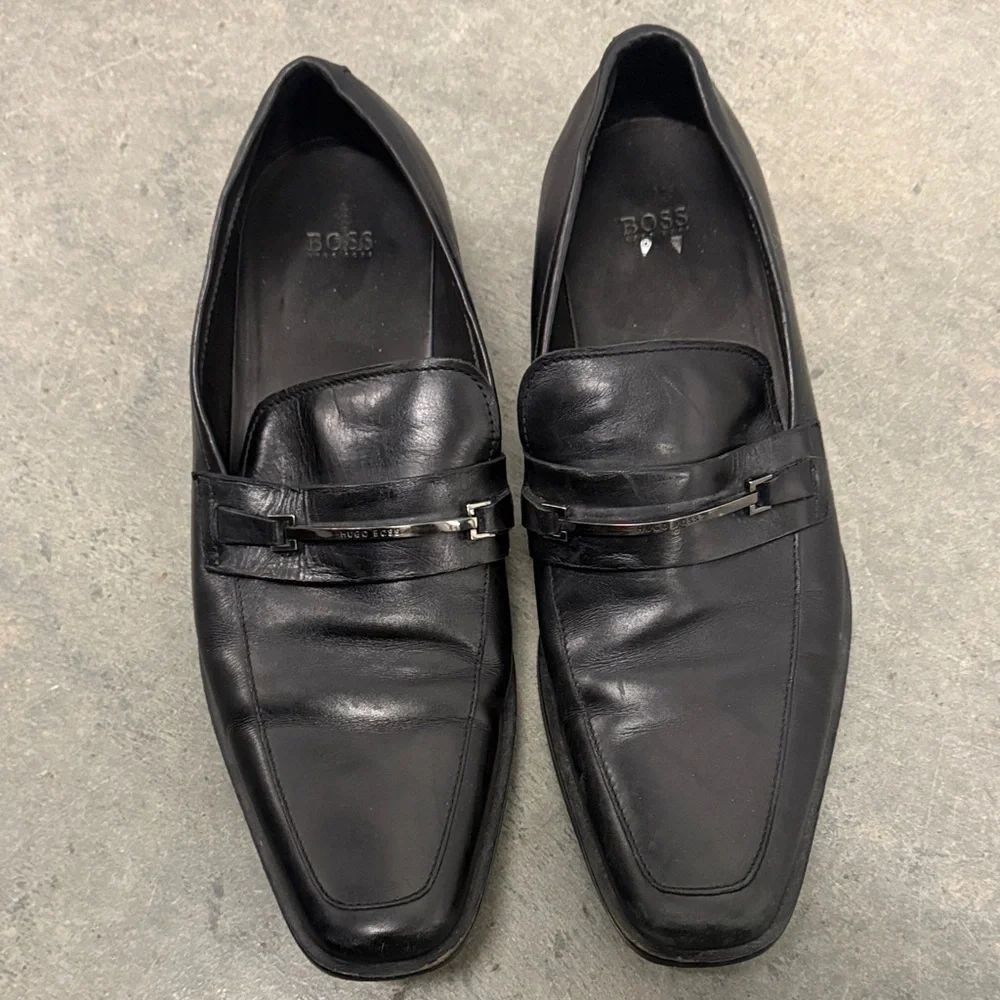 Boss Classic Black Leather Loafers